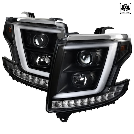 Spec-D Tuning 15-18 Chevrolet Tahoe Projector Headlights- Black 2LHP-TAH15JM-TM